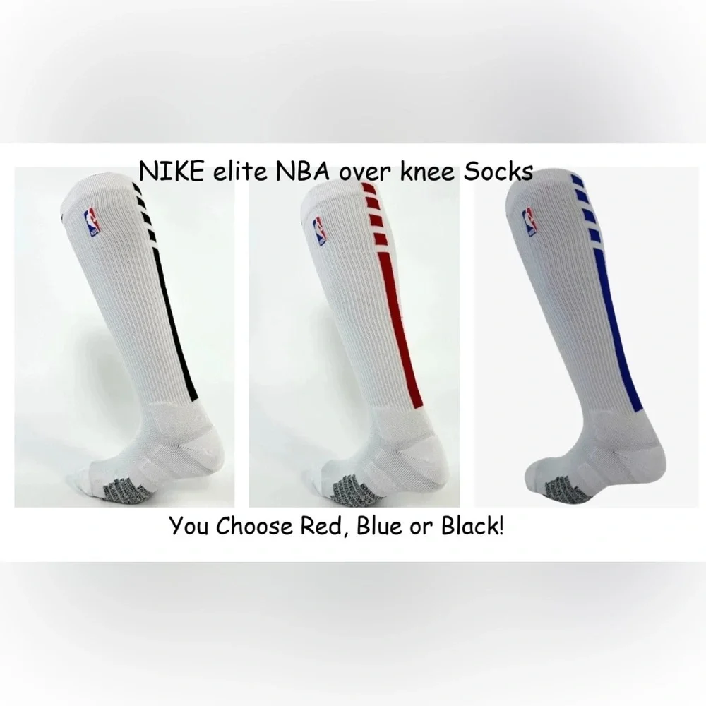 Nike Elite NBA Basketball Over Knee High Socks L choose RED/BLACK/BLUE
